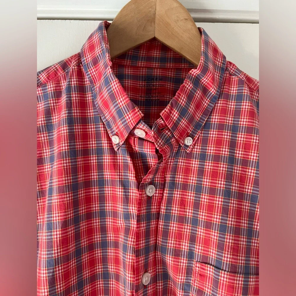 J. Crew 100% Cotton Lightweight Plaid Men’s Button Down Preppy Casual Office